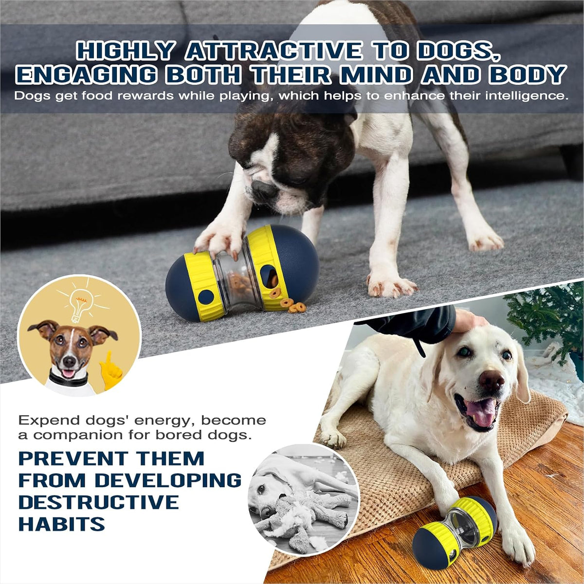 Educational diagram of TLKNG dog puzzle toy treat release