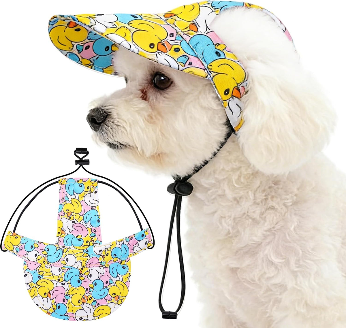 Dog Baseball Cap for Large Dog with Ear Holes Adjustable Drawstring UV Protection Outdoor Sun Hat Visor Sunbonnet Pet Summer Beach Hat Flower Hawaiian Flamingo Green L - Image 10