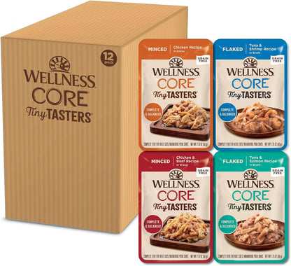 Wellness CORE Tiny Tasters Pate Variety Pack Adult Wet Cat Food, Natural, Protein Rich, Grain Free, Land Recipes, 1.75 oz, Pack of 12 Pouches - Image 12