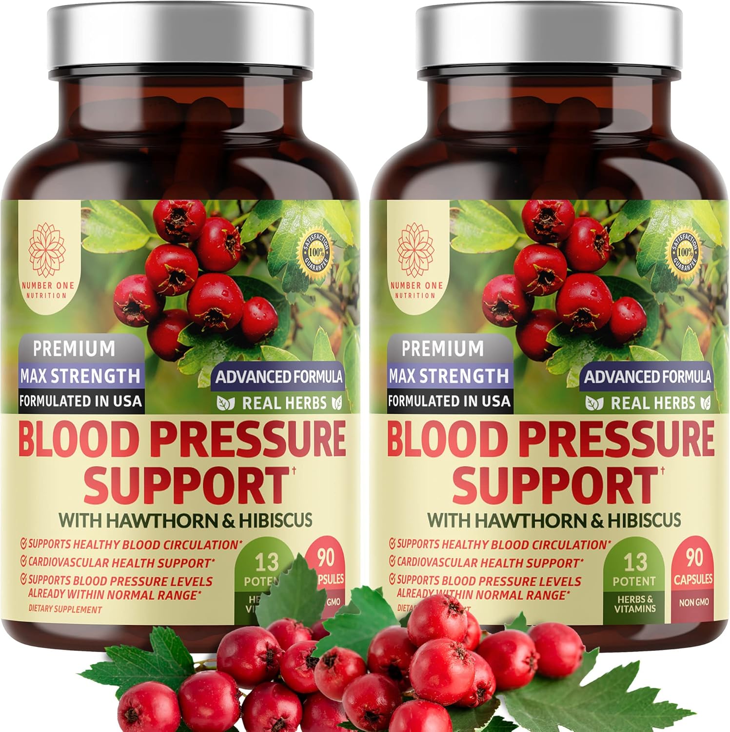 Number One Nutrition Premium Blood Pressure Support supplement front view packaging