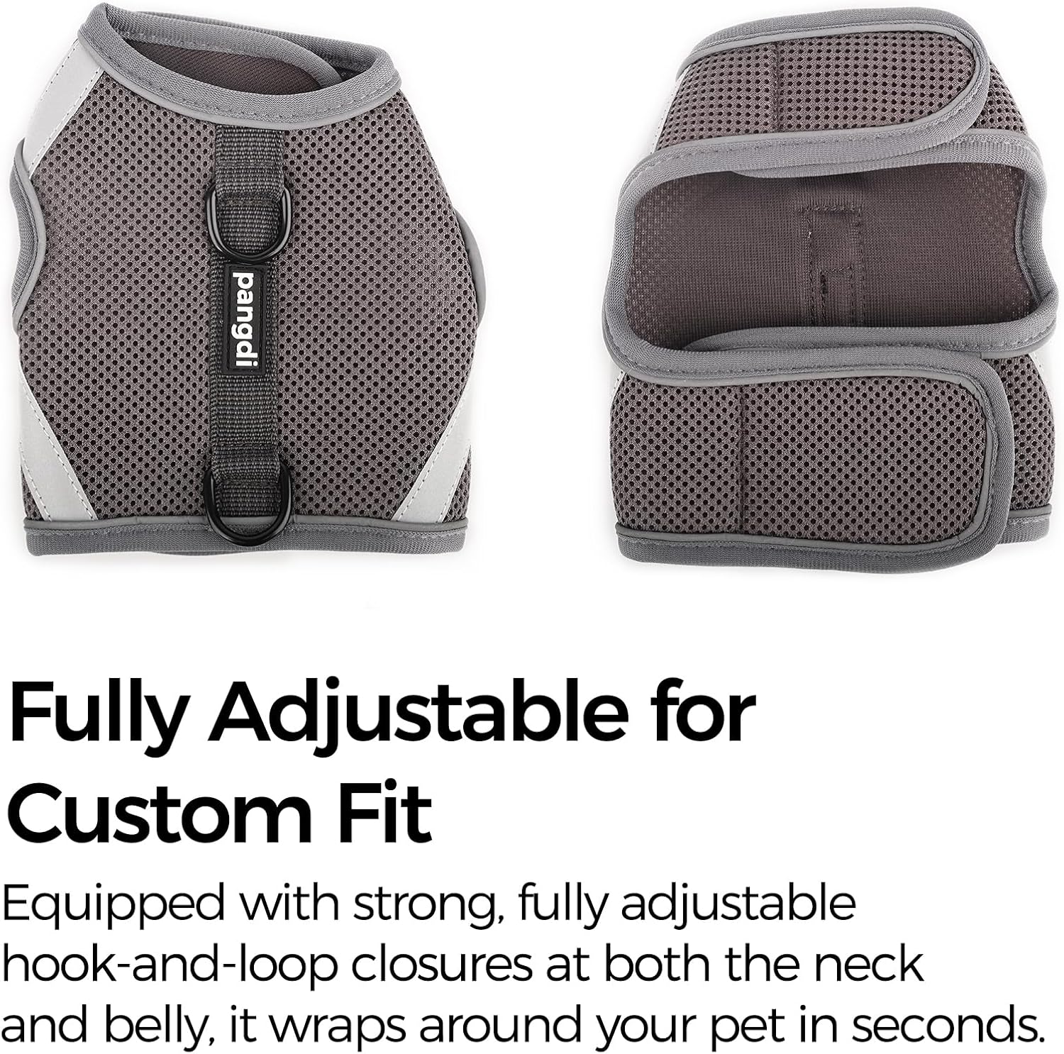 Full set of Pangdi grey cat vest harness with matching leash