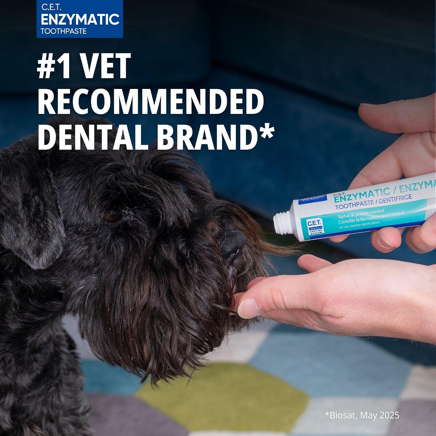 Seafood flavor cat toothpaste tube with clear silicone fingerbrush and teal pet toothbrush