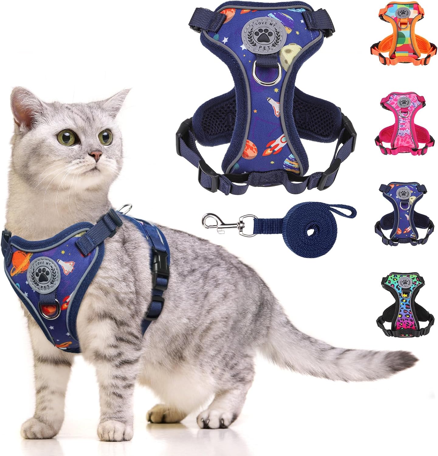 BEAUTYZOO Cat Harness, Escape Proof Cat Harness and Leash Set for Walking, Soft Breathable Vest Harness with 3 Buckles Adjustable,Reflective Easy Control Kitten Harness for Cats (Tie Design),Black S - Image 15