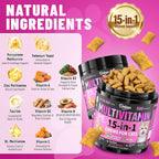 Carmelie 500 count cat multivitamin bottle with ingredients list