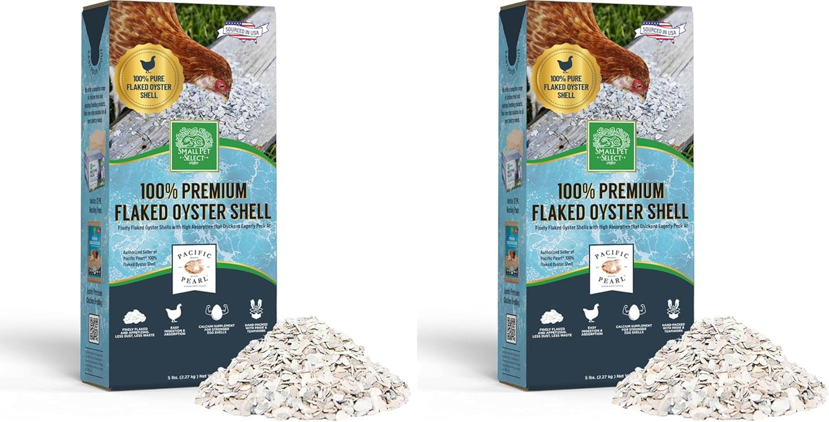 Detailed close up of uniform calcium supplement flakes for ducks