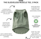 Three pack sleeveless pet shirts sage ombre