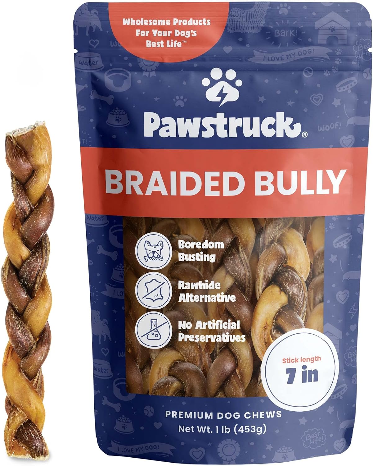 Pawstruck Natural 12" Braided Bully Sticks for Dogs - Tough, Long-Lasting, Rawhide-Free, Low-Odor, Single Ingredient Chew Treat for Aggressive Chewers - 5 Count - Packaging May Vary - Image 15