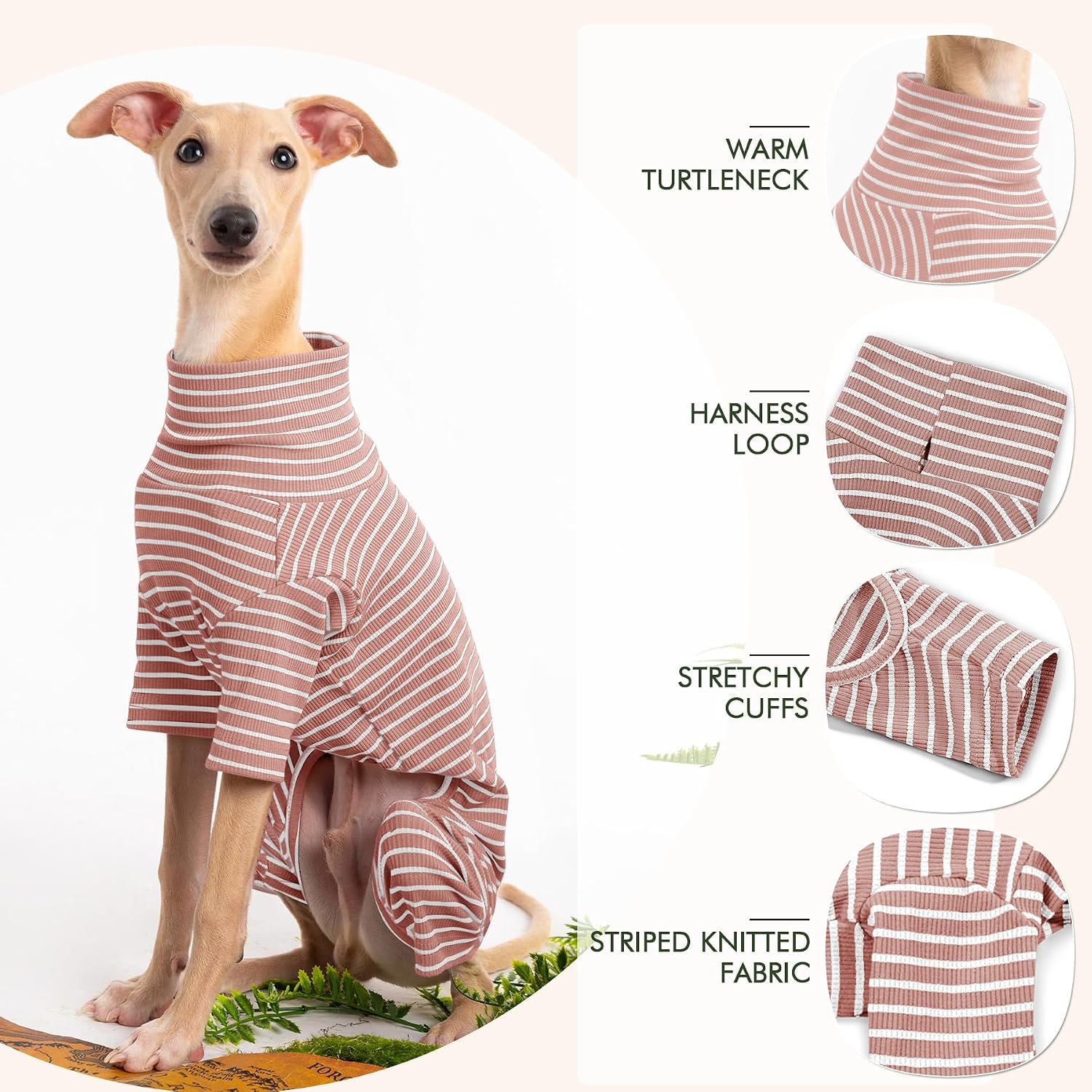 Haloumoning warm puppy apparel showing flexible leg opening stitching