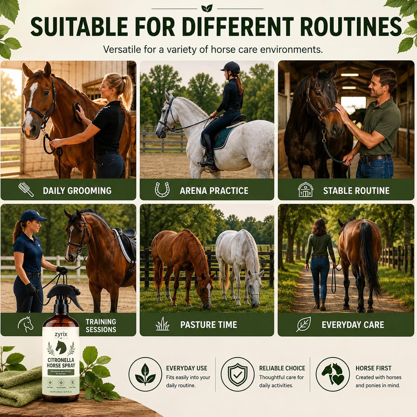Professional studio shot of Zyrix horse fly repellent spray.