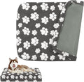 Balapet waterproof dog bed cover front view showing the dark gray paw print pattern on a rectangular mattress.