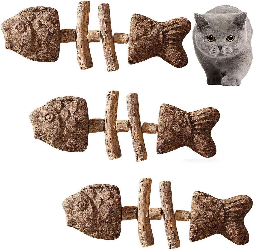 Zhenyan Purrident cat dental chew fishbone shape front view natural teething toy
