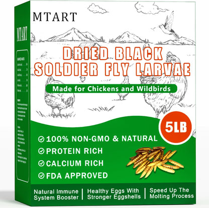 MTART 10LB Dried Black Soldier Fly Larvae Treat for Chicken, 100% Natural Non-GMO More Calcium Than Dried Mealworms High Protein Chicken Feed for Birds, Ducks, Layer Hens - Image 9