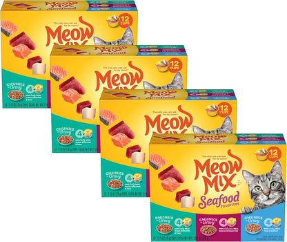 Meow Mix Savory Morsels Seafood Favorites Variety Pack, 2.75 oz Can (12 Pack) - Image 12