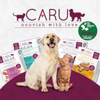 Caru cat food serving suggestion on a ceramic plate