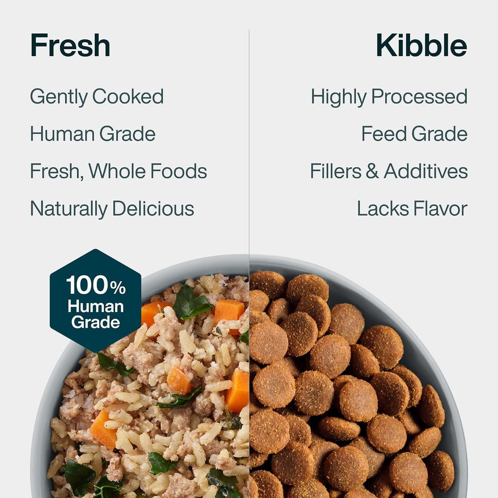JustFoodForDogs home cooked healthy pet food being resealed for refrigerator storage.