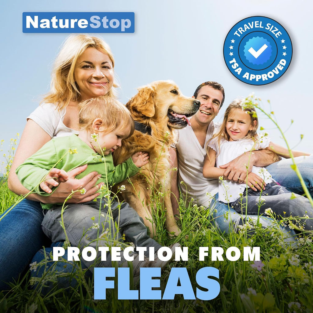 NatureStop personal flea protection spray plant based formula packaging details