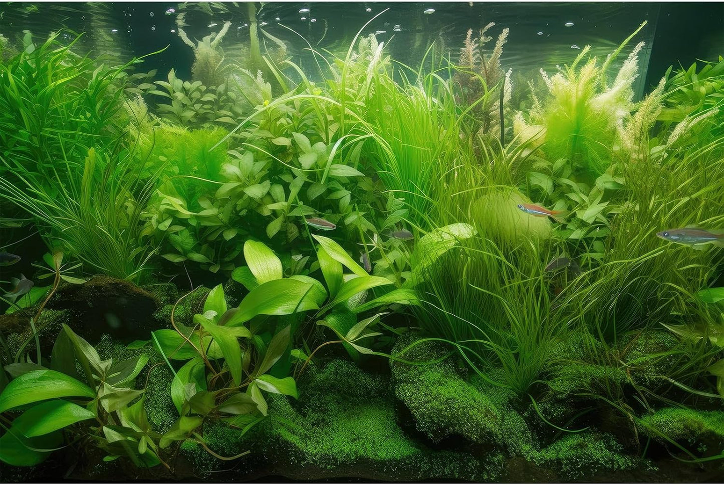 Underwater Aquarium Background Underwater Aquatic Plants with Sunbeams Fish Tank Background Rock with Lush Moss Terrarium Background Aquarium Backdrop For Tank Decorations Poster Vinyl 24x12in - Image 11