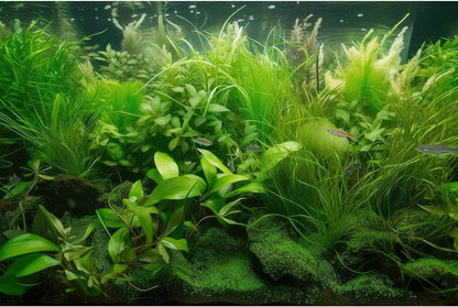 Underwater Aquarium Background Underwater Aquatic Plants with Sunbeams Fish Tank Background Rock with Lush Moss Terrarium Background Aquarium Backdrop For Tank Decorations Poster Vinyl 24x12in - Image 11