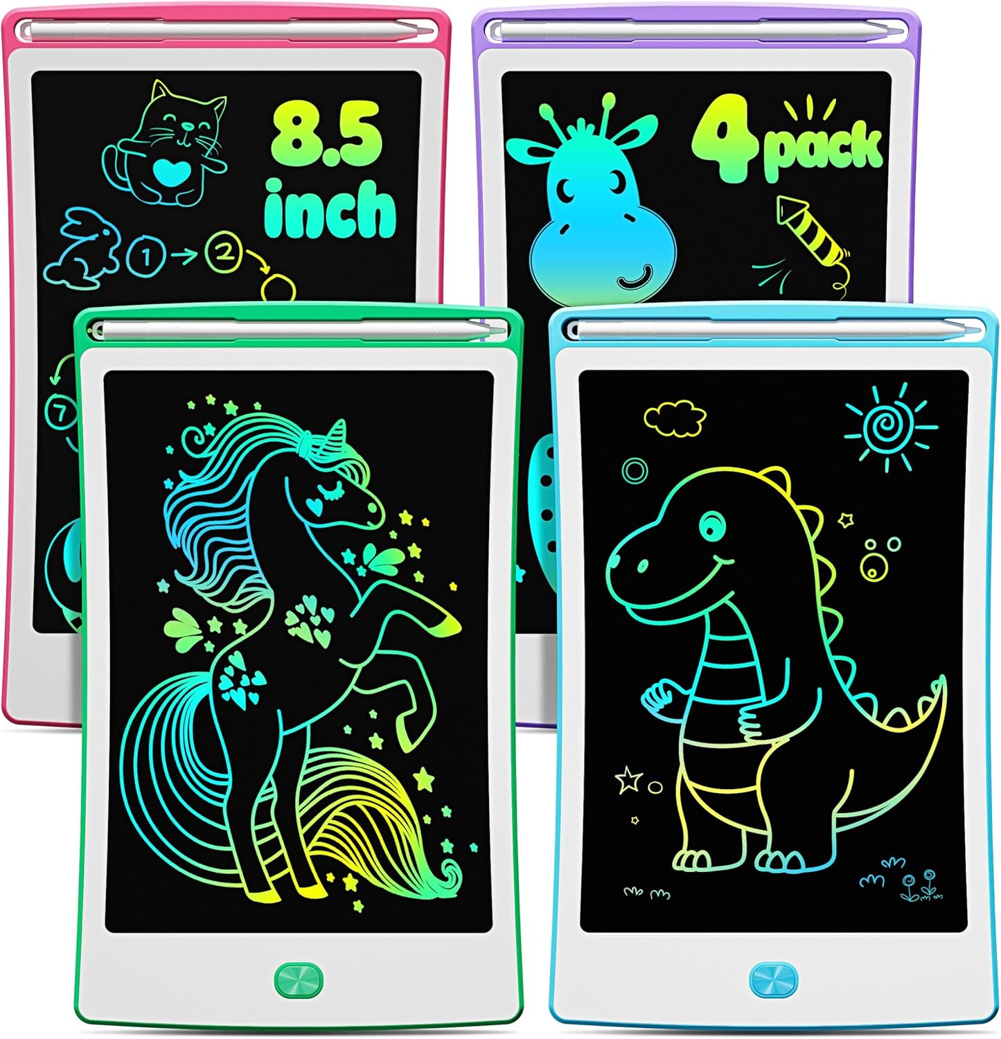 4 Pack LCD Writing Tablet, 8.5 Inch Colorful Toddlers Drawing Tablet for Kids, Creative Doodle Board Drawing Pad, Toy Birthday Gift for 3-6 Year Old Girls Boys - Image 1