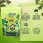 Cockatiel food packaging displaying freeze dried vegetable ingredients
