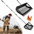 JOYANDRO chicken poop scooper front view showcasing the extra large fifteen inch metal shovel face.