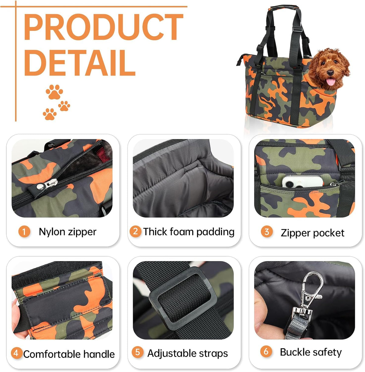 Interior view of Deltamann dog tote with safety leash attachment