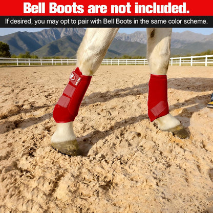 Horntack heavy duty equestrian protective gear angled view of front and hind boots