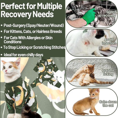 Qbleev cat onesie illustrating comfortable fit for movement
