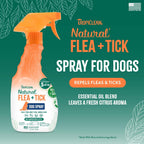 TropiClean flea and tick dog spray bottle held in hand
