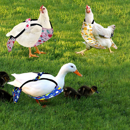 Adjustable pet poultry diaper back view illustrating comfortable wing fitting