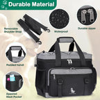 IGOLUMON dog travel tote bag showing adjustable dividers and interior pockets