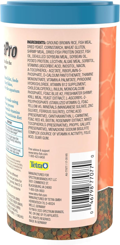 TetraPRO Goldfish Crisps nutrition information label