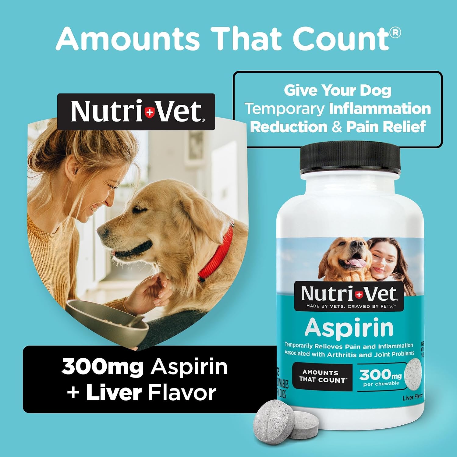 Side profile of Nutri-Vet pet essentials arthritis pain relief formula for senior dogs.