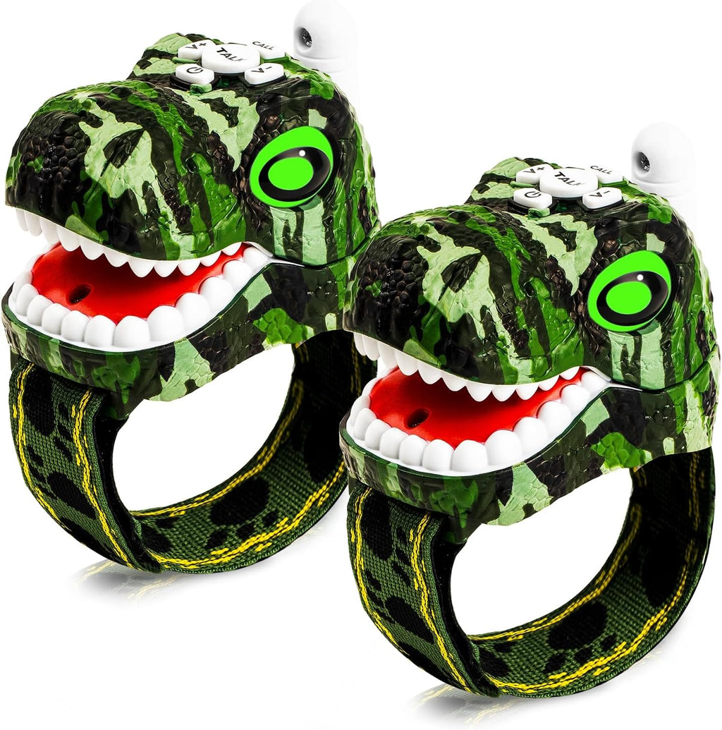 AZYFEI dinosaur walkie talkies for kids front view showing green camouflage design