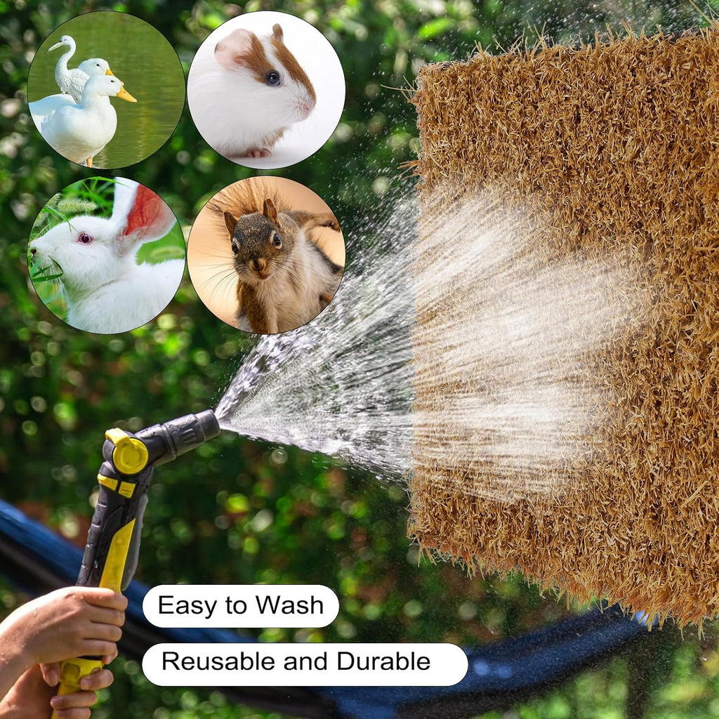 Washable hen bedding mats shown in a standard nesting box