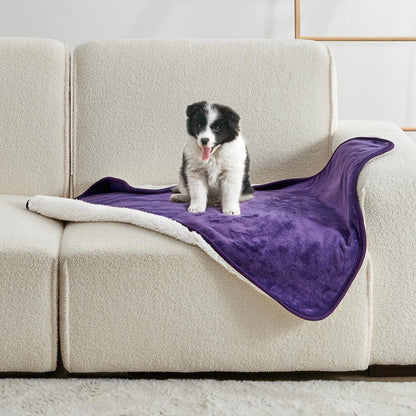 Waterproof Blanket for Bed Couch Sofa, Soft Liquid Pee Proof Pet Blanket for Dog Puppy Cat, Reversible Sherpa Fleece Furniture Protector (Dark Purple, 50x60 inches) - Image 11