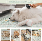 Beige floral reusable puppy pad placed inside a pet crate