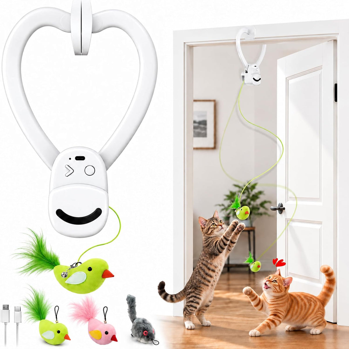 Interactive Cat Toys for Indoor Cats, Clip-On Automatic Flying Bird - Image 1