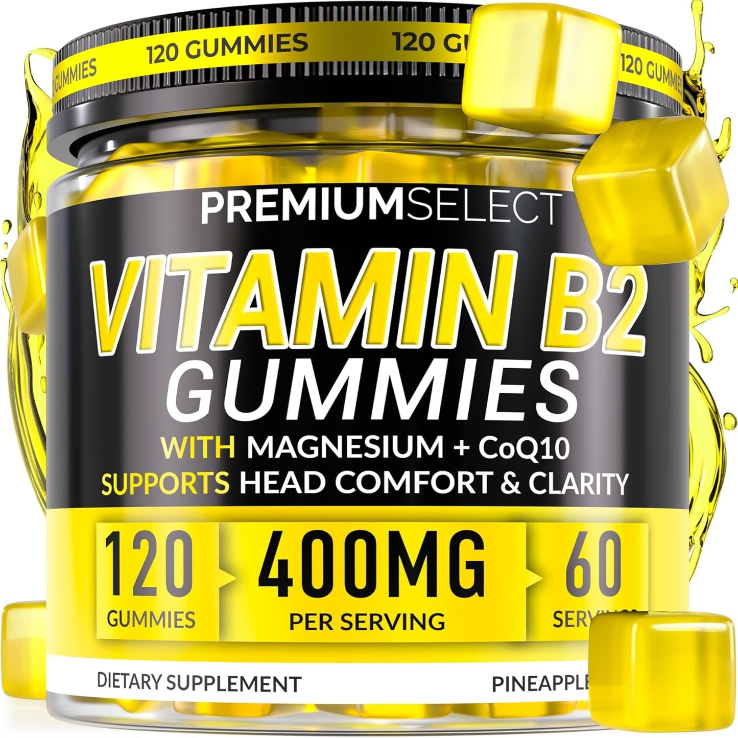 CNCHEF Vitamin B2 400mg gummies bottle front view for daily health energy supplement