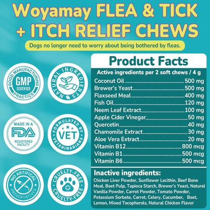 Woyamay imported premium dog allergy and pest defense chewables close up view