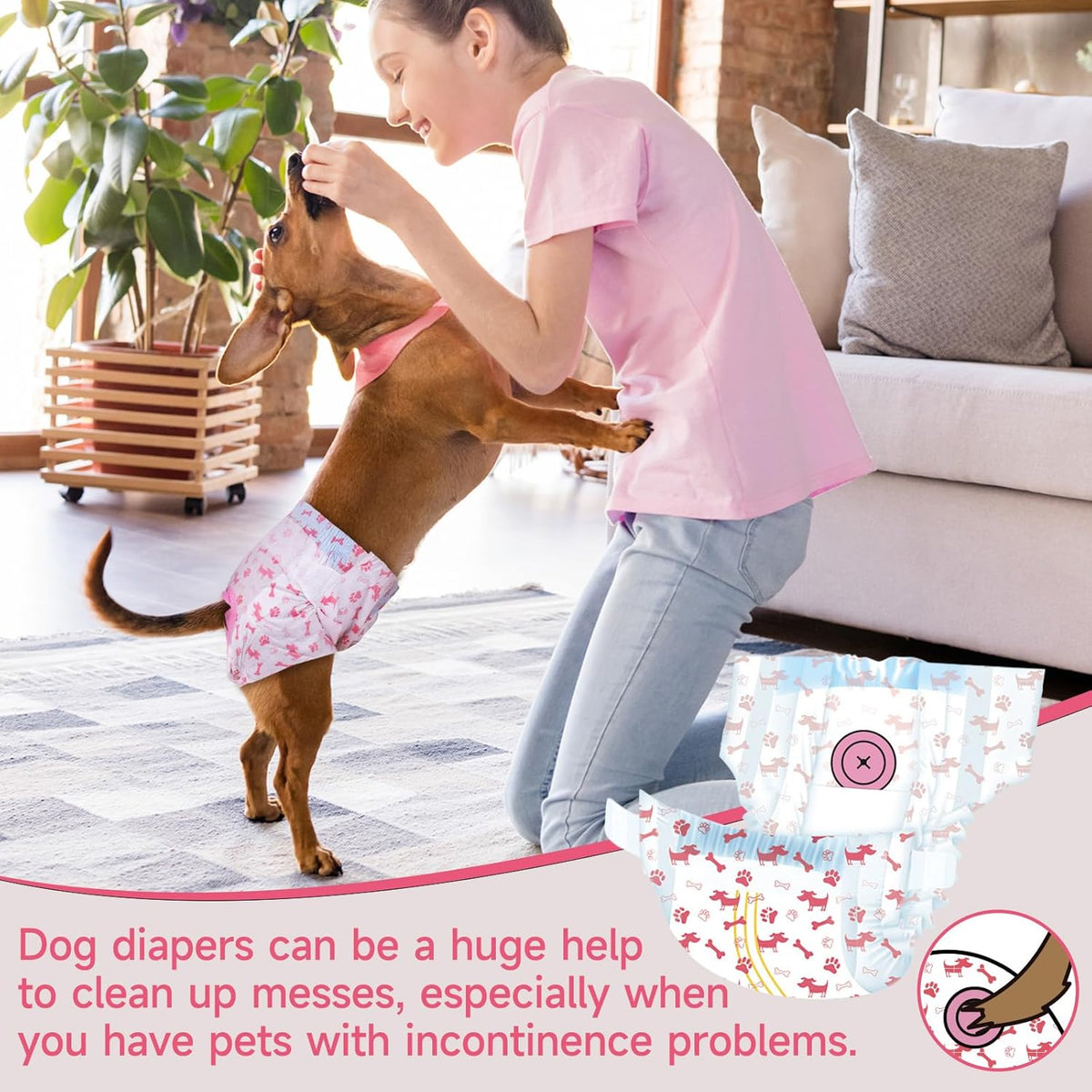 Pet Soft disposable pet diapers 50 count pack display for incontinence
