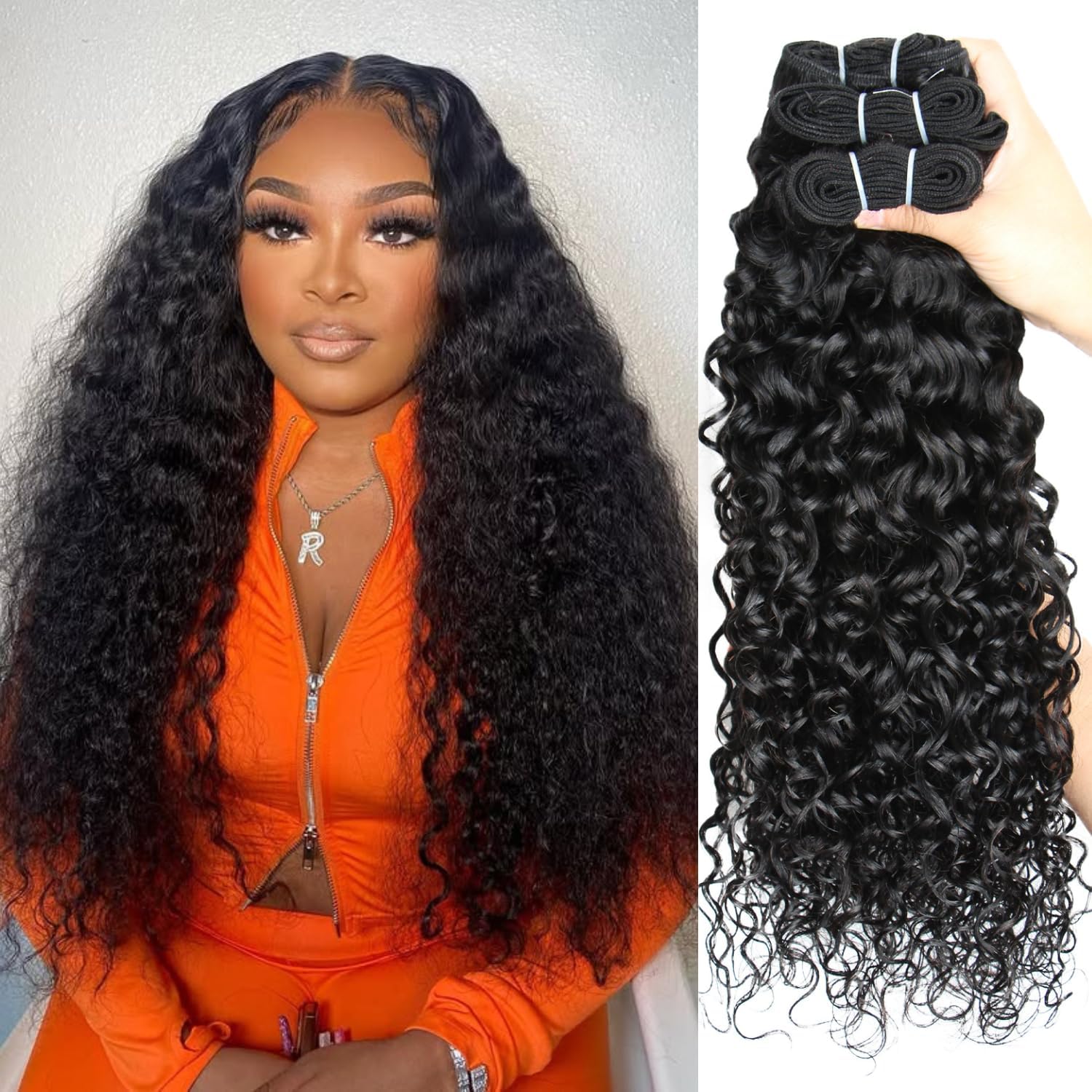 PT.Venus Brazilian water wave human hair bundles front view