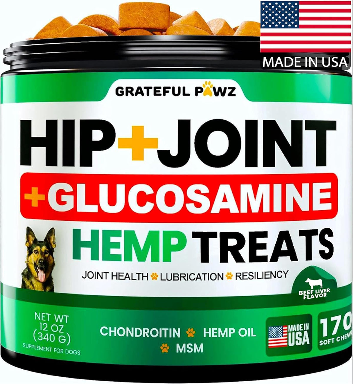 Hemp oil and green lipped mussel soft chews for aging pets