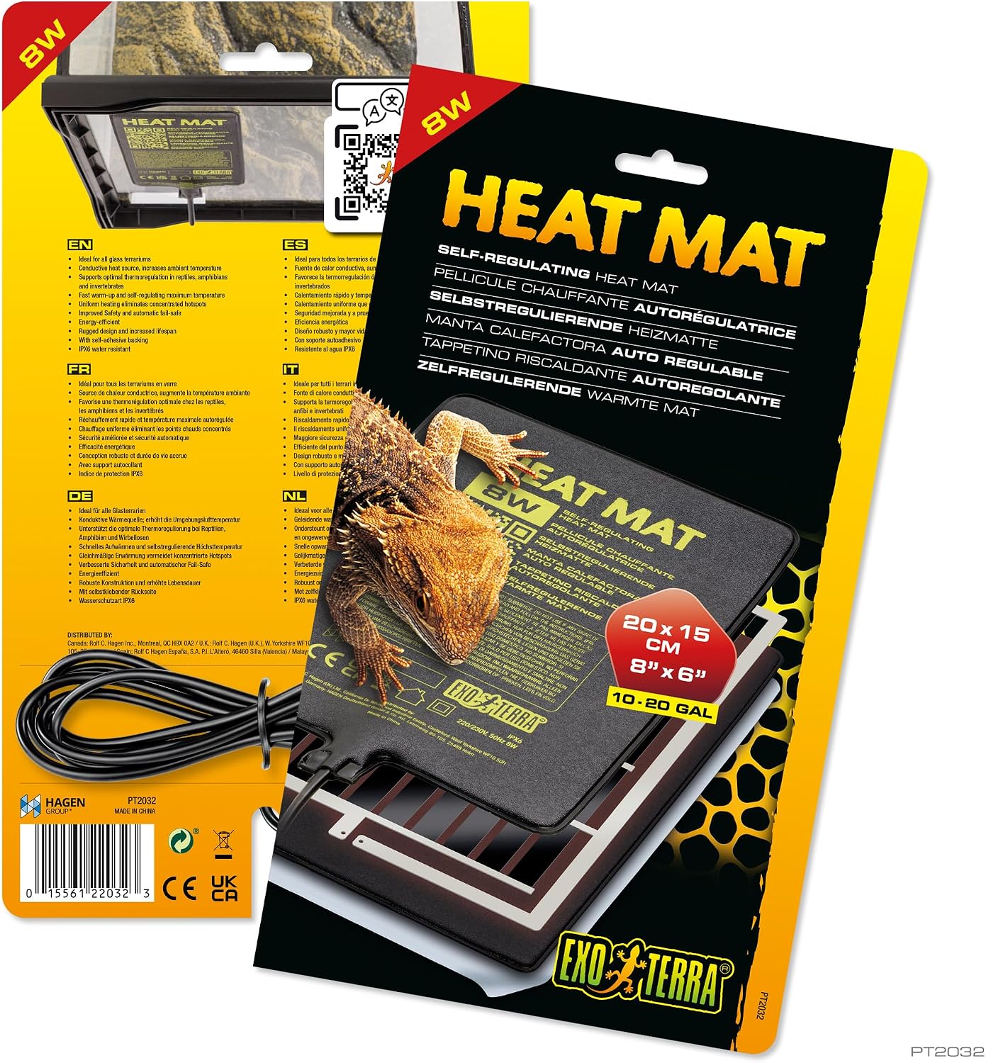 Exo Terra Heat Mat 8W front view retail packaging of self regulating reptile heating pad