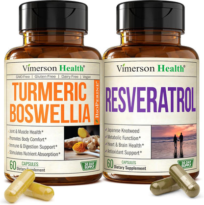 vimerson boswellia turmeric resveratrol supplement bundle