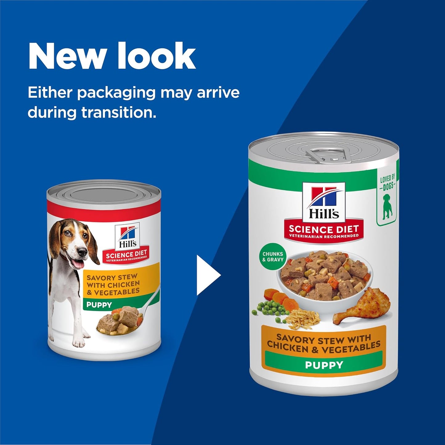 Premium chicken and vegetables puppy food 12 pack product shot