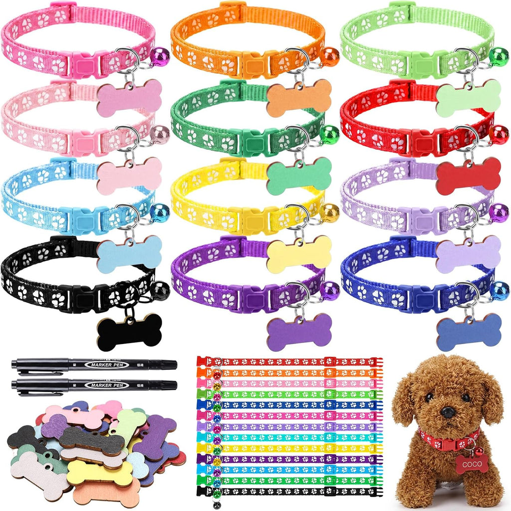 Klyyo Clyro adopt a puppy pet party favors set featuring colorful collars and identity cards.