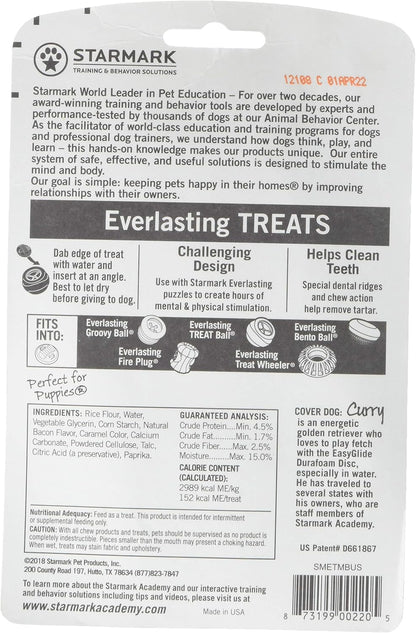 Medium bacon flavored dog treat with dental ridges