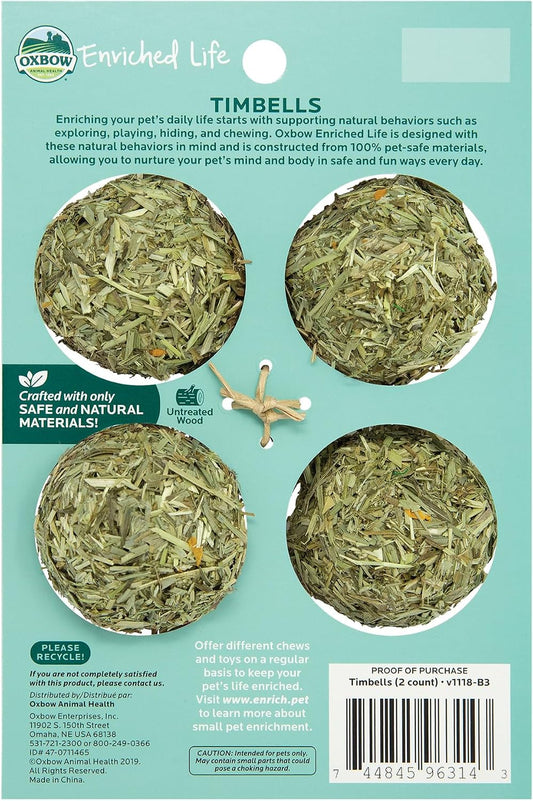 Oxbow Timothy hay chew toy for rabbits showing dumbbell design details