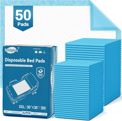 Mildplus 50 Count Disposable Bed Pads front packaging view